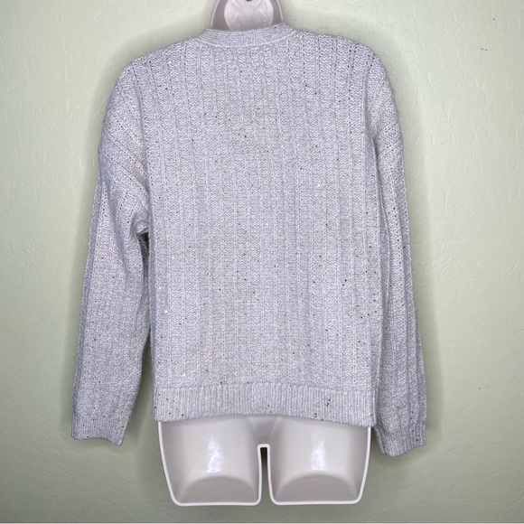 LOFT Knit Cardigan Sweater in Cream with Gold Accents Size Medium M - Picture 7 of 13